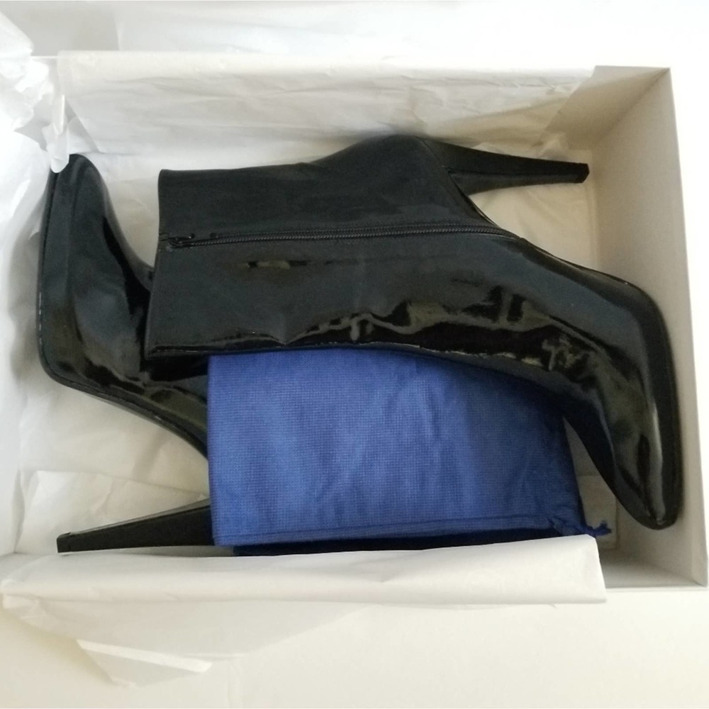 Stuart Weitzman Patent Leather Black Ankle Boots Size 40 - Picture 3 of 11